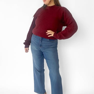 1990s Burgundy Knit Sweater, sz. 2XL-4XL