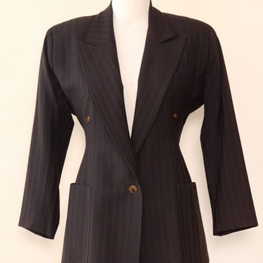 Jean Paul Gaultier Espresso Pinstripe Blazer M