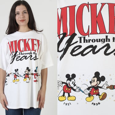 Mickey Mouse T Shirt / All Over Print Tee / Disney Cartoon Character Graphic / Vintage 90s Disneyland Through The Years L XL 