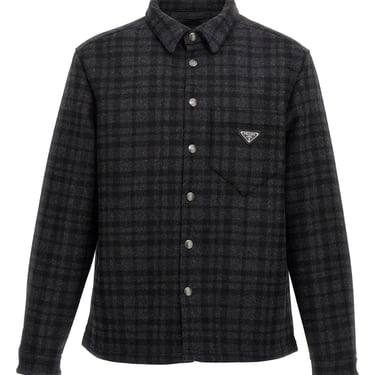 Prada Men Check Logo Shirt Jacket