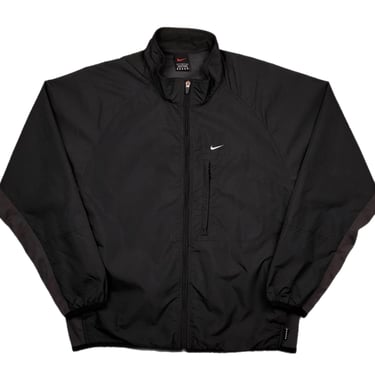 Vintage 90s Nike Small Swoosh Black Multi Pocket Full Zip Windbreaker Jacket Size Large/XL 