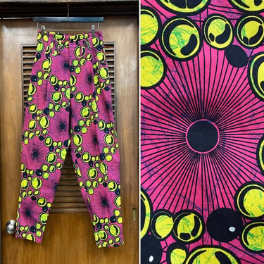 Vintage 1990’s Trippy Rave Cotton Muscle Pants Krazy Design, 90’s Muscle Pants, 90’s Rave Pants, Vintage African Pattern, Vintage Clothing 