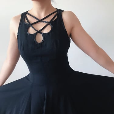 vintage silk dress lbd little black dress black beaded sequin embroidered formal dress prom dress evening gown size S 