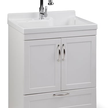 Maile 28-inch Utility Sink &amp; Cabinet in Pure White. FFW258-657