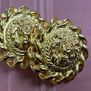gold lion earrings vintage 1980s clip on statement earrings 