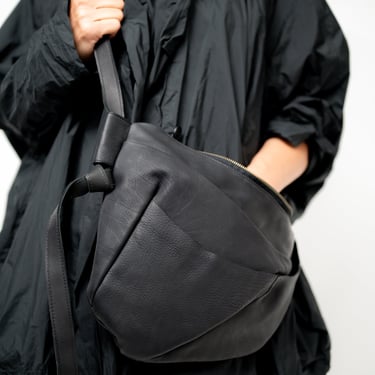 Black Leather Nephros Sling Bag