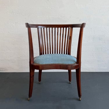 Regency Style Mahogany Rolling Barrel Back Armchair