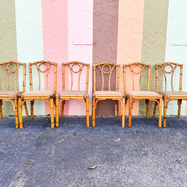 Set of Six Italian Rattan Dining Chairs