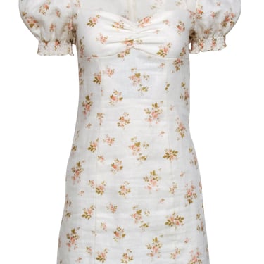 Reformation - Yellow Floral Print Mini Dress w/ Sweetheart Neckline Sz 2
