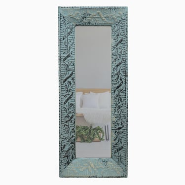 Handcrafted Open Seas Blue 3D Cove Tin Wall Dressing Mirror