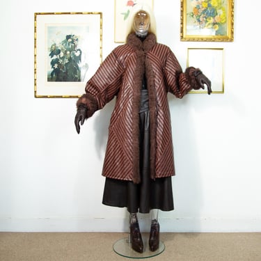 Vintage Vivienne Tam 1990s Brown Leather + Shearling Lined