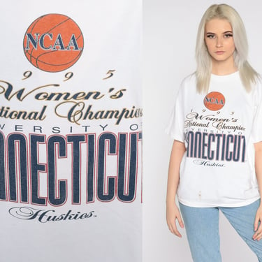 Connecticut Huskies Shirt 1995 Women's Basketball Shirt 90s University Tshirt NCAA College Shirt Graphic T Shirt Vintage Medium 