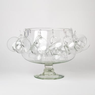 Stemmed Punch Bowl with 12 Cups 