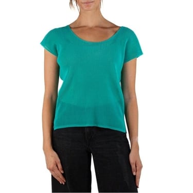 1990S Pleats Please Issey Miyake Teal Sheer Polyester Mesh Top 