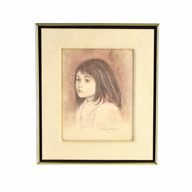 1968 Philip Butler White Colored Pencil Portrait of Young Girl Chicago artist 