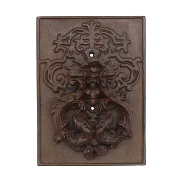 Antique Cast Iron Ornate Door Knocker on Back Plate