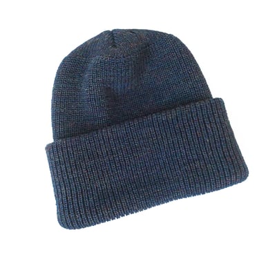 vintage beanie / wool beanie / 1970s Wigwam wool knit dark blue watch cap beanie 