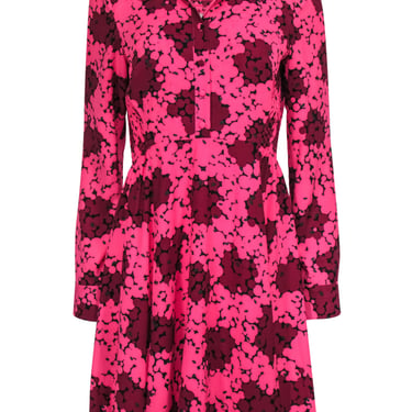 Kate Spade - Pink & Maroon Abstract Floral Print Shirtdress Sz 8