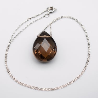 90's sterling purple brown spinel affixed pendant, minimalist 925 silver faceted teardrop necklace 