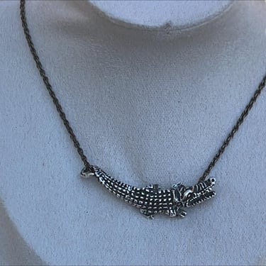 Vintage Sterling Alligator Slide on 21 Inch Sterling Silver Chain 