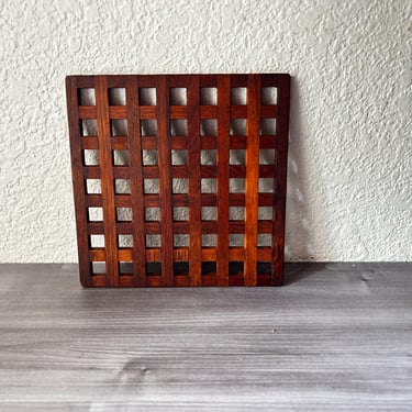 Vintage Mid Century Dansk Style Danish Teak Square Wood Lattice, Dansk Style 