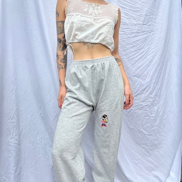 80s Sweatpants / Minnie Mouse pAtch Eighties Gray Sweatpants Trousers / Loungewear / Joggers 