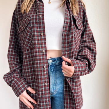 Vintage Red Plaid Button Up Flannel 