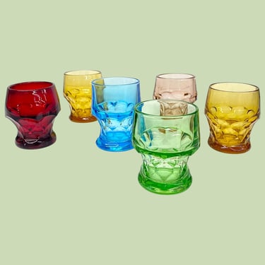 Vintage Viking Glasses Retro 1960s Mid Century Modern + Georgian + Mixed Colors + Set of 6 + MCM Glassware + Kitchen + Drinking + Barware 