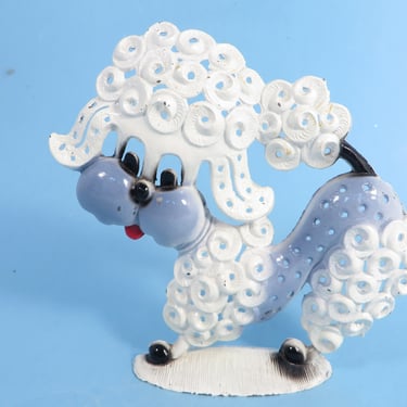 Vintage Poodle Earring Tree Holder - Enameled Poodle Pierced Earring Tree 