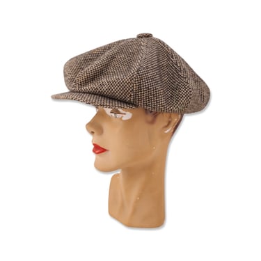 vintage 1930s mens newsboy hat, original 30s wool slouchy snap cap, rare baggy mens brim hat 20s 40s 