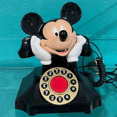 Vintage 90s Telemania Vintage Mickey Mouse Desk Phone w/ Receiver 