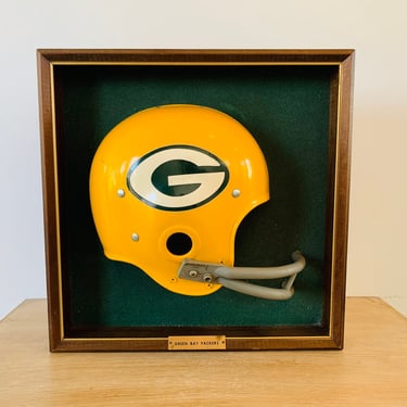 Vintage Green Bay Packers NFL Helmet Half Helmet Shadow Box Packers Man Cave 