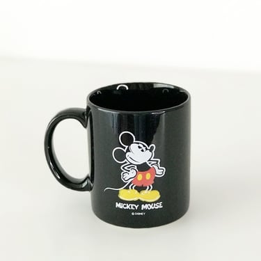 Vintage 80s Mickey Mouse Black Mug Disney Kitchen 
