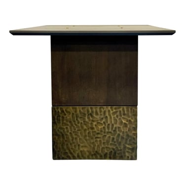 Baker Modern Wood and Hammered Antique Brass Dining Table Base