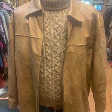Tan Patchwork Leather Jacket 