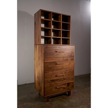Highboy Dresser, Shoe Cabinet, Shoe Storage, Modern Highboy, 4 Drawer Highboy, Solid Hardwood Dresser (Shown in Walnut) 