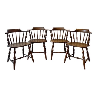 Vintage Cherry Windsor Captains Chairs - Set of 4 