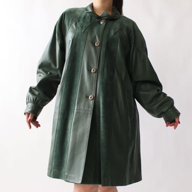 Vintage Viridian Suede & Leather Coat