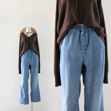 worrrn high waist lounge jeans 25-30 - vintage 90s y2k blue jeans comfortable relaxed size small loose fit denim pants 