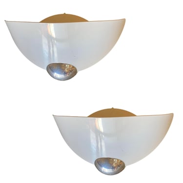 Memphis Inspired Enbamaled Steel and Chrome Wall Sconce, Pair 