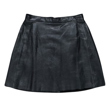 Muubaa - Black Leather A-line Skirt Sz 8