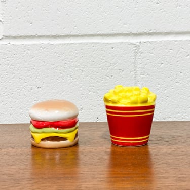 Cheeseburger and Fries Salt and Pepper Shakers with Magnets