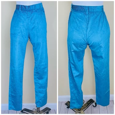 1980s Vintage Lee Casuals Turquoise Jeans / 80s Western Corduroy Skinny Slim Cut Pants / XS Waist 25