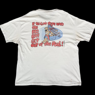 80s 90s Big Joe Skater Distressed Graphic Tee - Extra Large | Vintage White Surfer Brand Cartoon T Shirt 