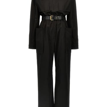 Saint Laurent Women One-Piece Belt Twill Suit