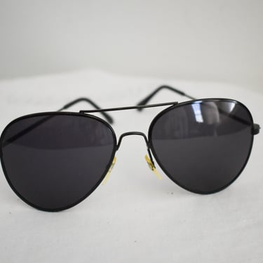 1980s Black Metal Frame Aviator Sunglasses 