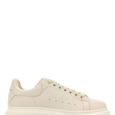 Alexander Mcqueen Women White Leather Sneakers With White Leather Heel