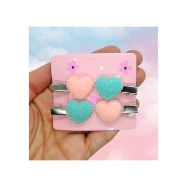 Heart Candy Hair Clip Set Cute Pastel Kawaii Candies Barrettes Clips 