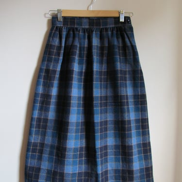 70s Plaid Wool-Blend Skirt XS 25 Waist 