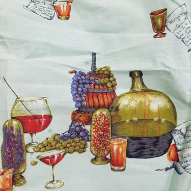 Vintage 1950's Novelty Border Print Fabric / 60s John Wolf Liquor Bottle Fabric 